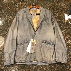 New tags gms-75 gray leather jacket distressed xl
